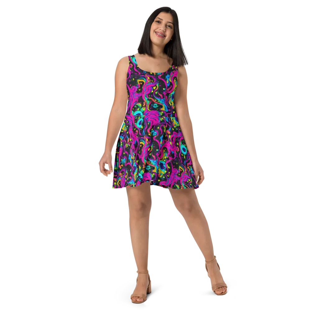 Afterdark Flow on Skater Dress — Front