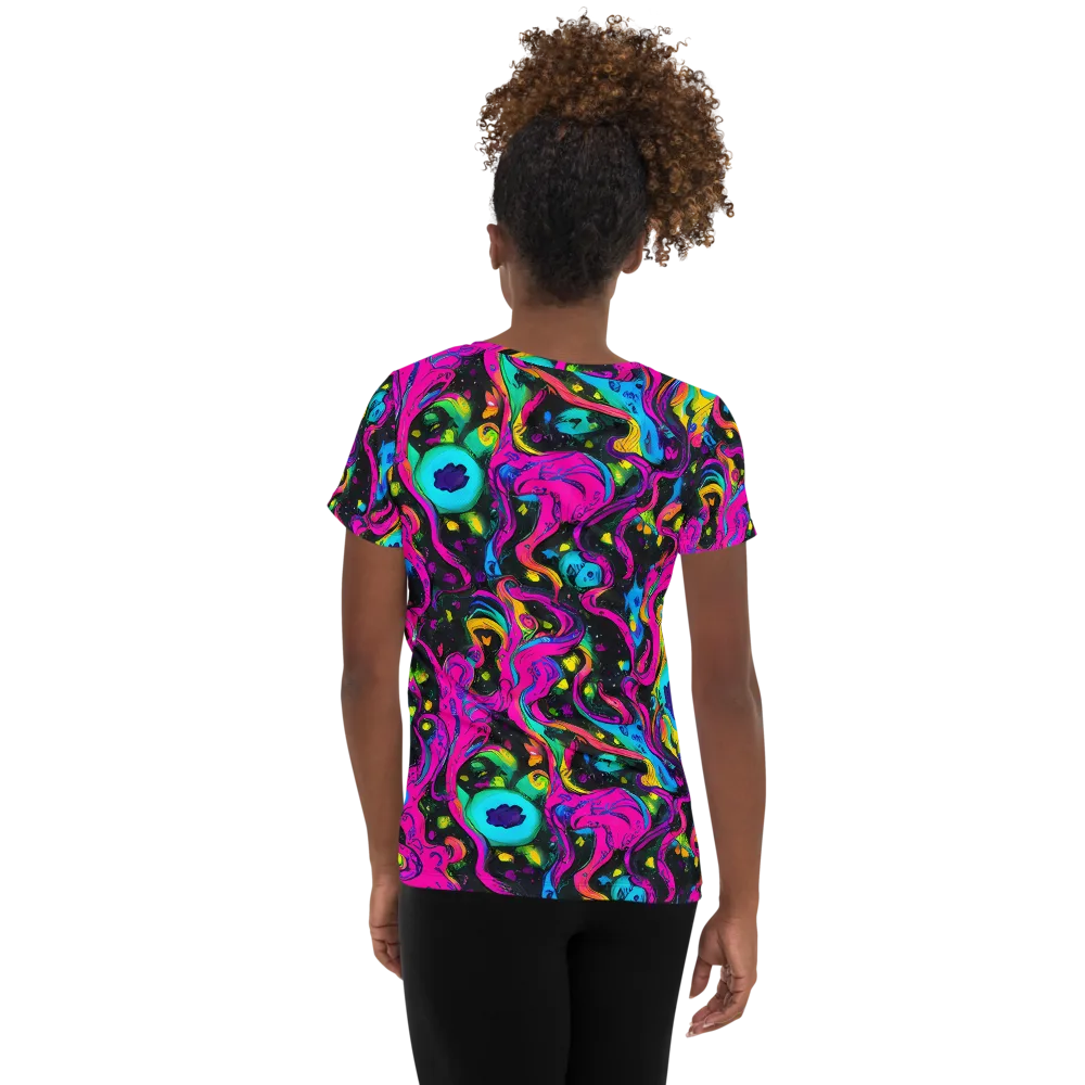 Afterdark Flow on Women's Athletic T-Shirt — Back