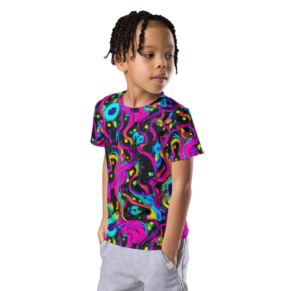 Afterdark Flow on Kids Crew Neck T-Shirt — Left Front