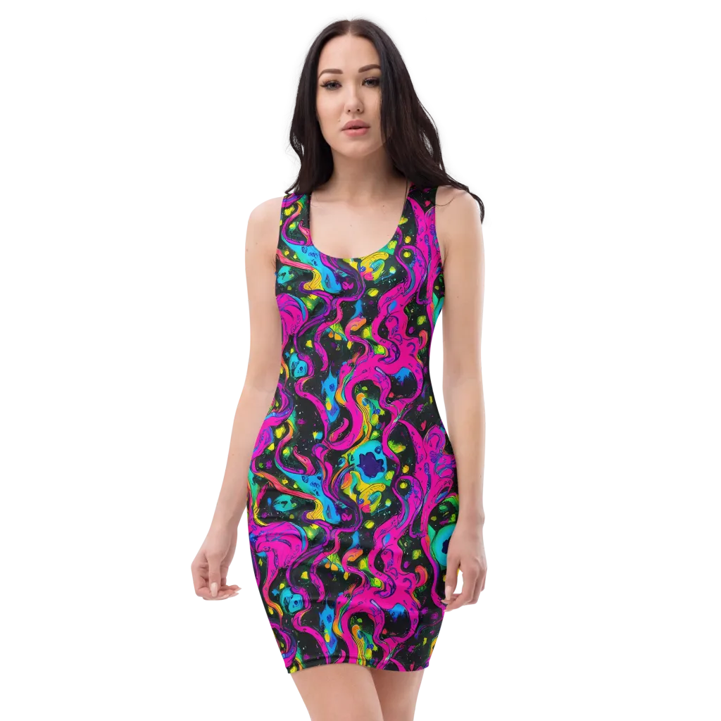 Afterdark Flow on Bodycon Dress — Front