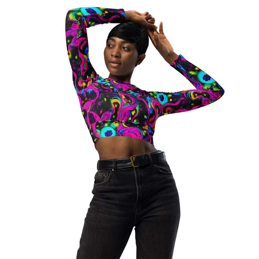 Afterdark Flow on Long Sleeve Crop Top — Front