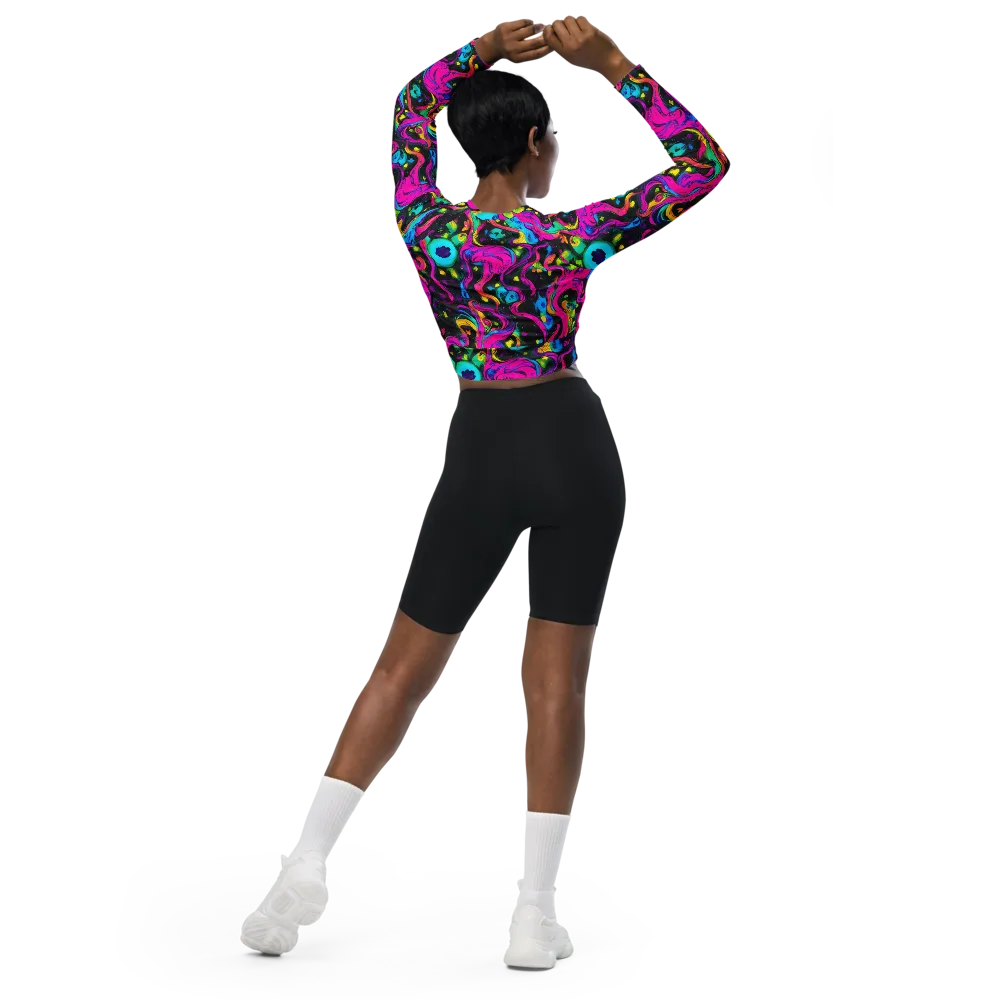 Afterdark Flow on Long Sleeve Crop Top — Back