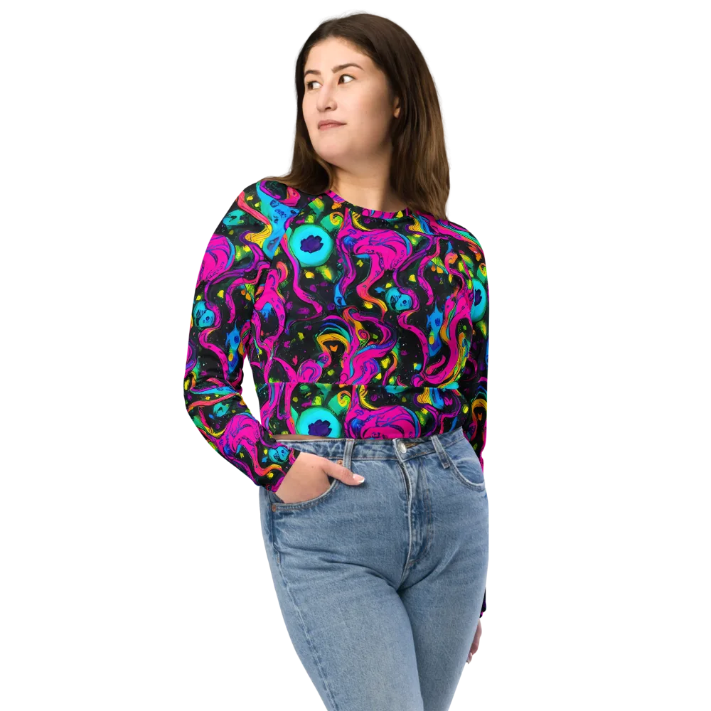 Afterdark Flow on Long Sleeve Crop Top — Front
