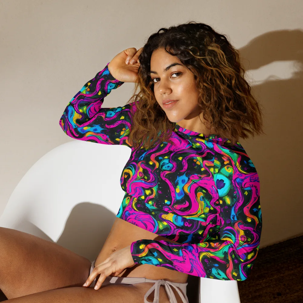 Afterdark Flow on Long Sleeve Crop Top — Left Front