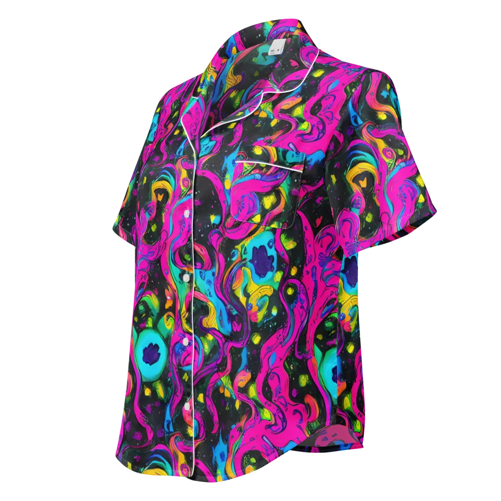 Afterdark Flow on Women's Short Sleeve Pajama Top — Left Front