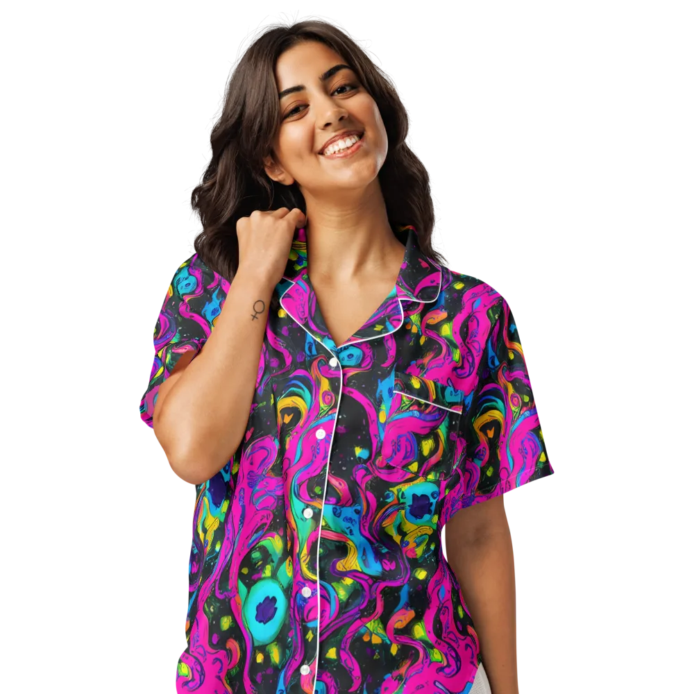 Afterdark Flow on Women's Short Sleeve Pajama Top — Front