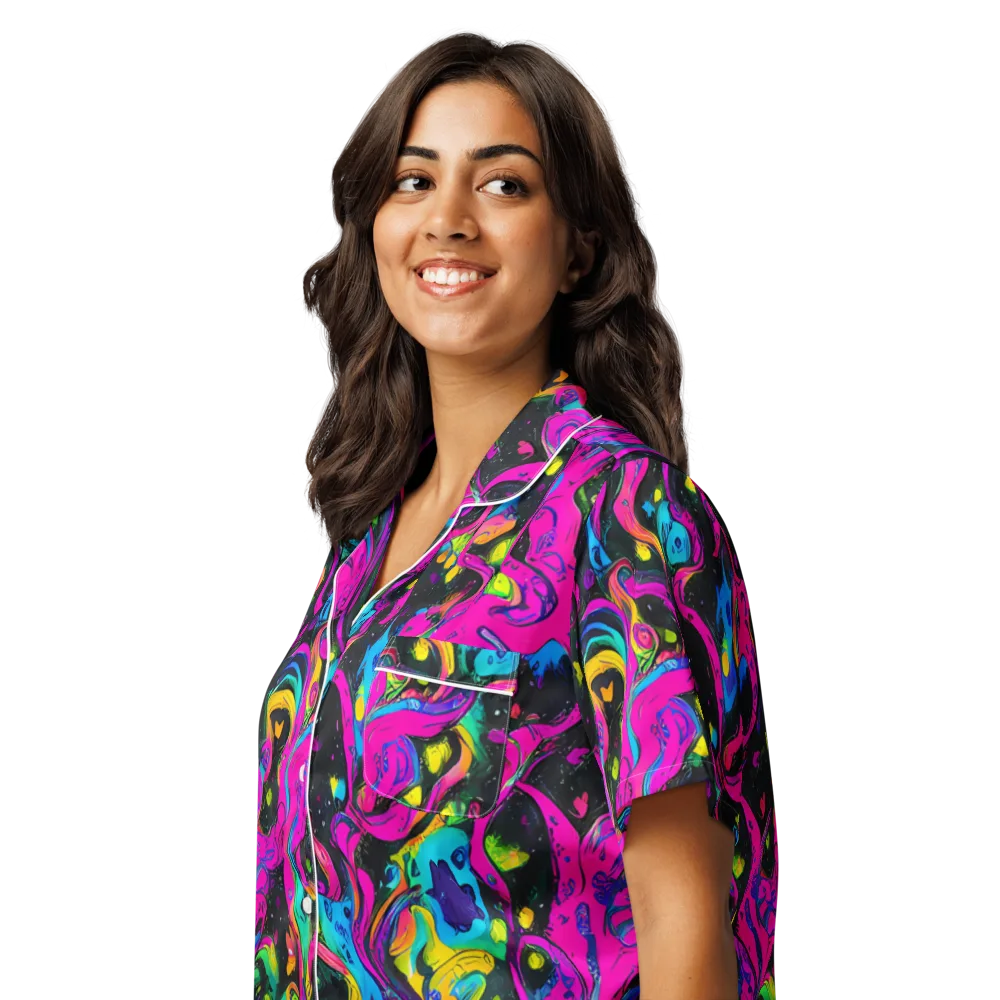 Afterdark Flow on Women's Short Sleeve Pajama Top — Left Front