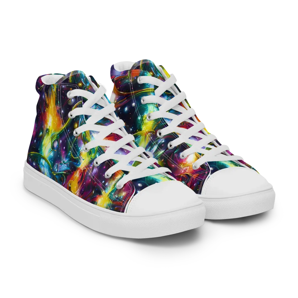 Solar Spell on Men's High Top Canvas Shoes — Right Front