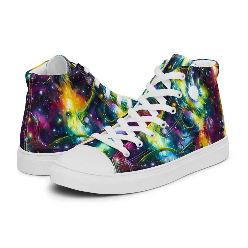 Solar Spell on Men's High Top Canvas Shoes — Left