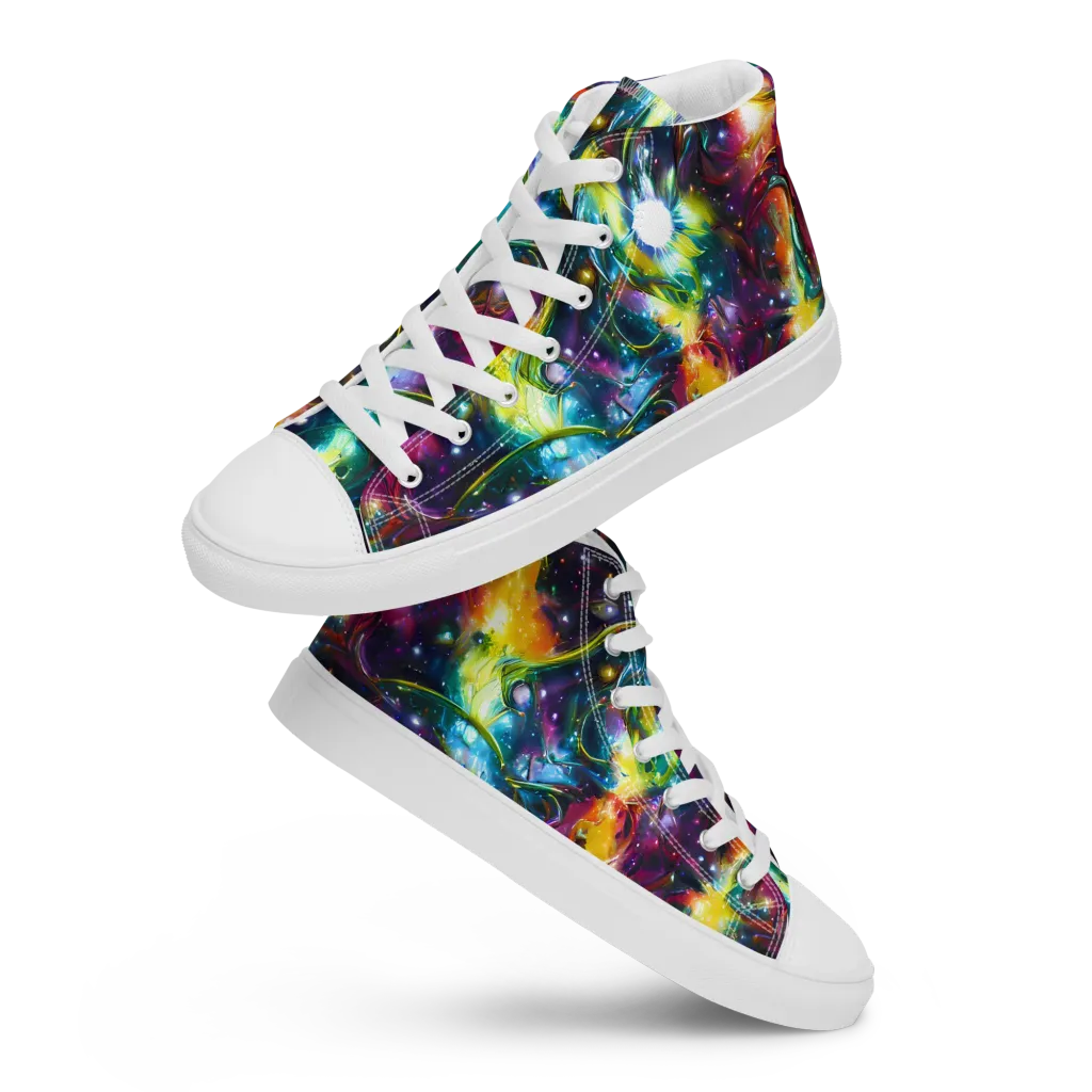 Solar Spell on Men's High Top Canvas Shoes — Front
