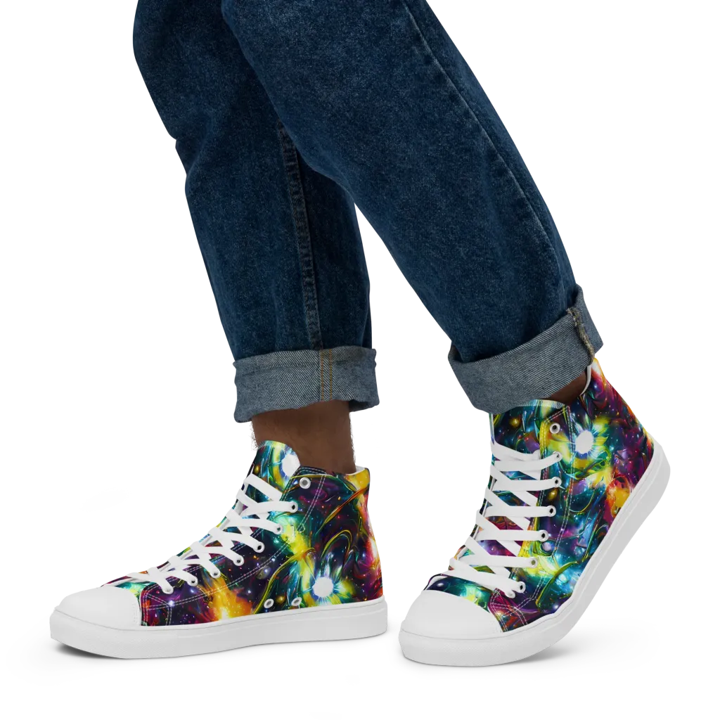 Solar Spell on Men's High Top Canvas Shoes — Left