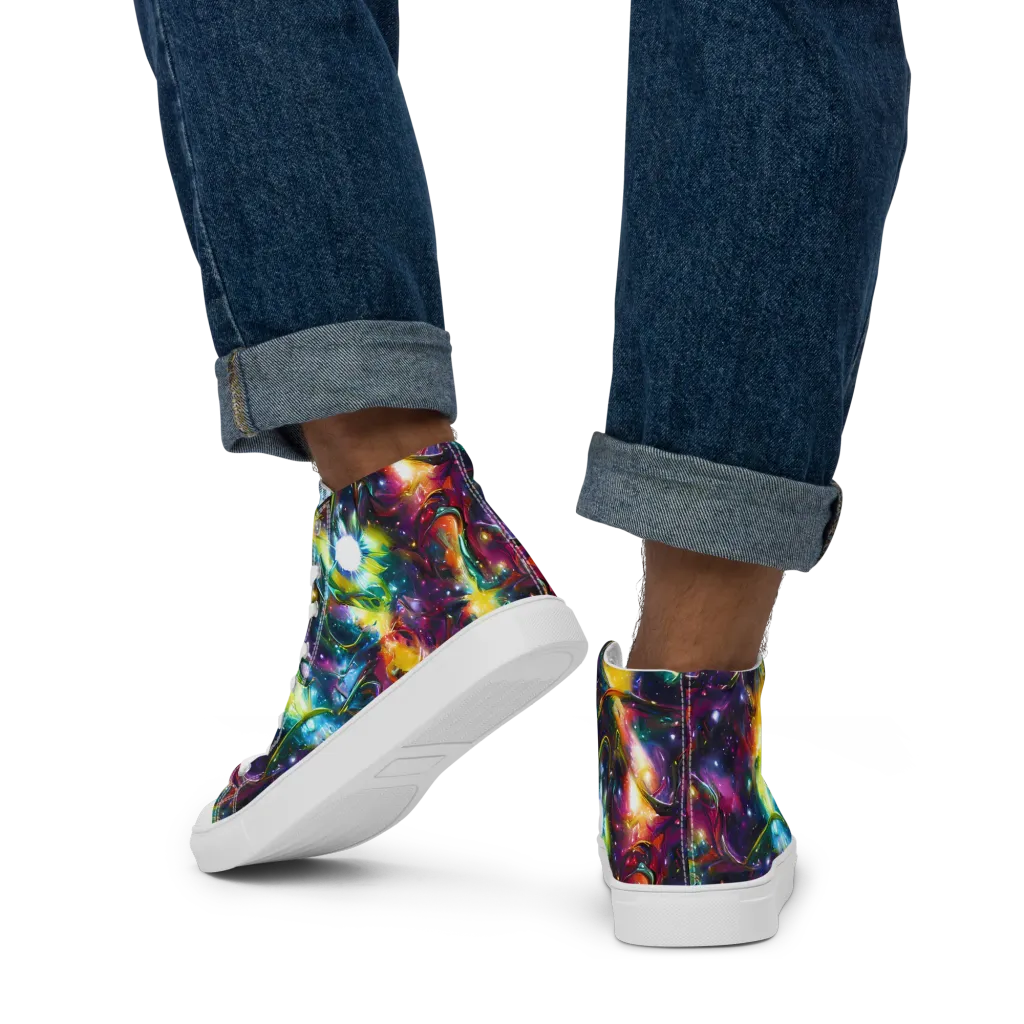 Solar Spell on Men's High Top Canvas Shoes — Back