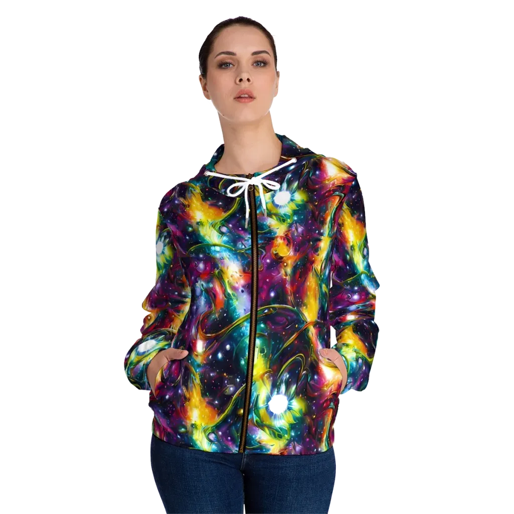 Solar Spell on Women's Full-Zip Hoodie — Front On Person