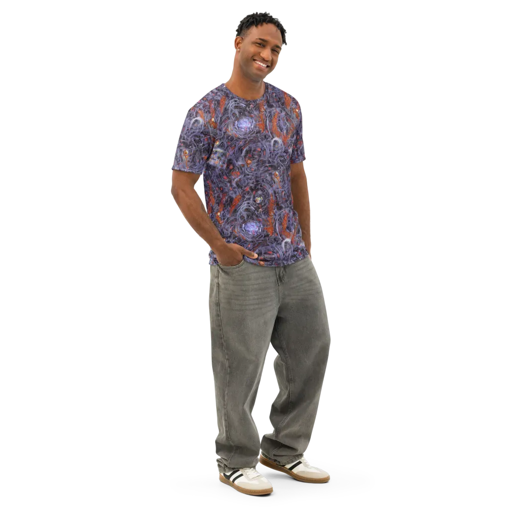 Molten Nocturne on Men's Cotton Crew Neck T-Shirt — Right Front