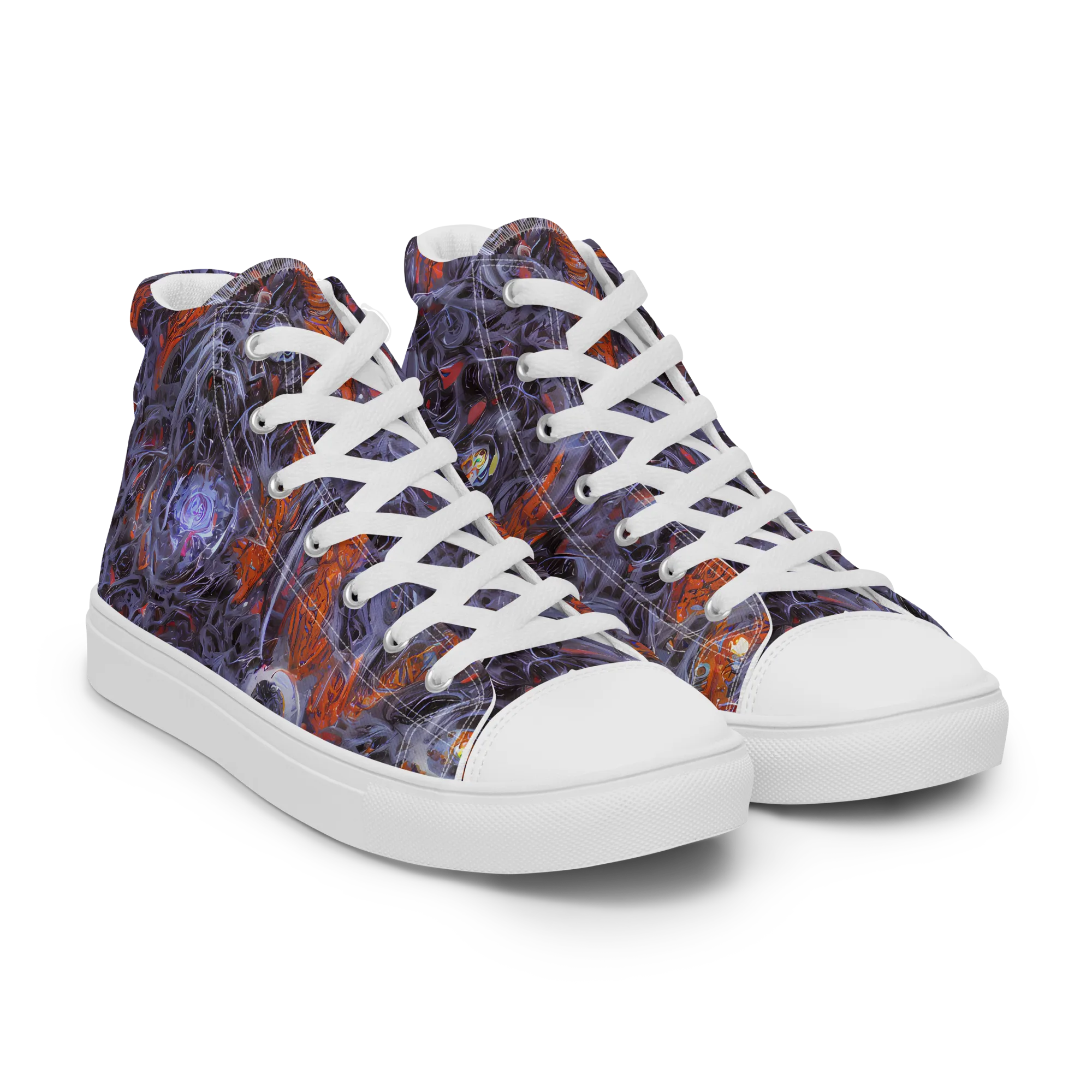 Molten Nocturne on Men's High Top Canvas Shoes — Right Front