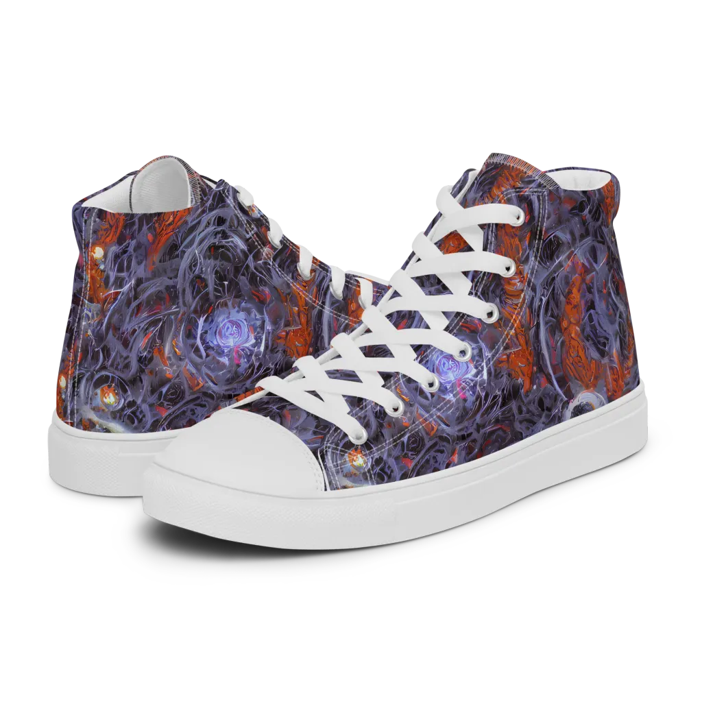 Molten Nocturne on Men's High Top Canvas Shoes — Left