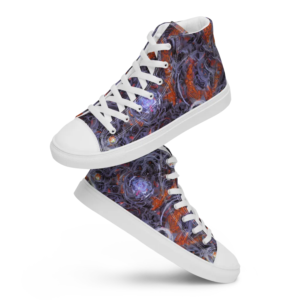 Molten Nocturne on Men's High Top Canvas Shoes — Front