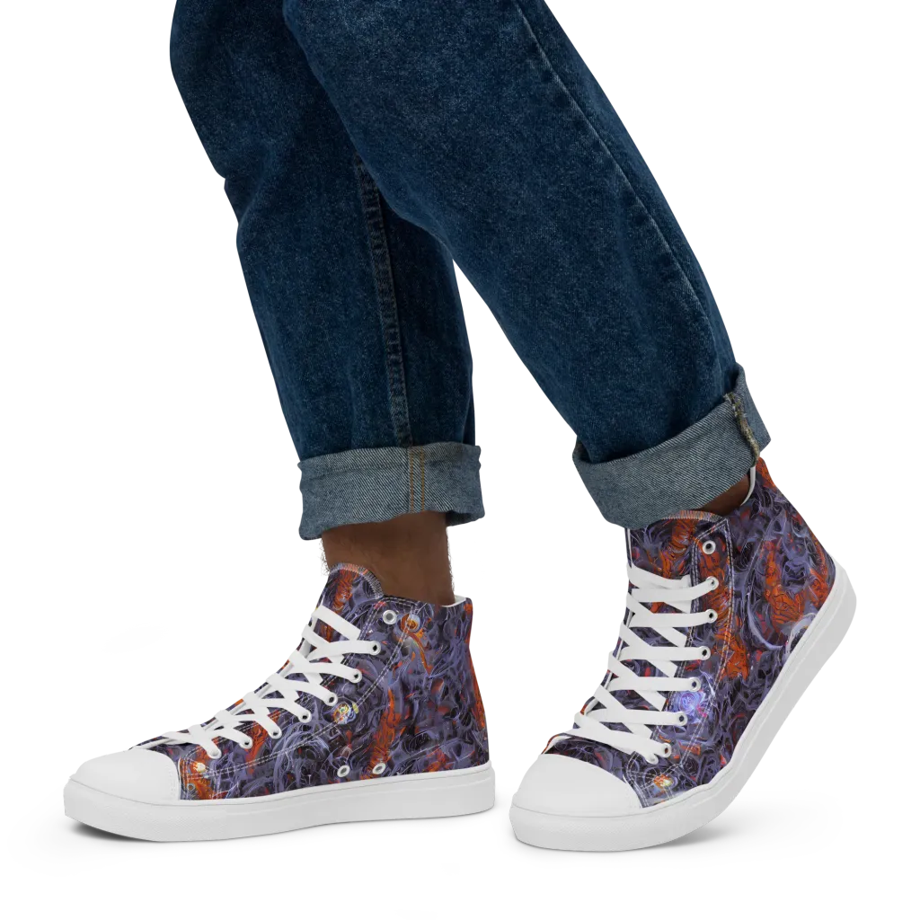 Molten Nocturne on Men's High Top Canvas Shoes — Left