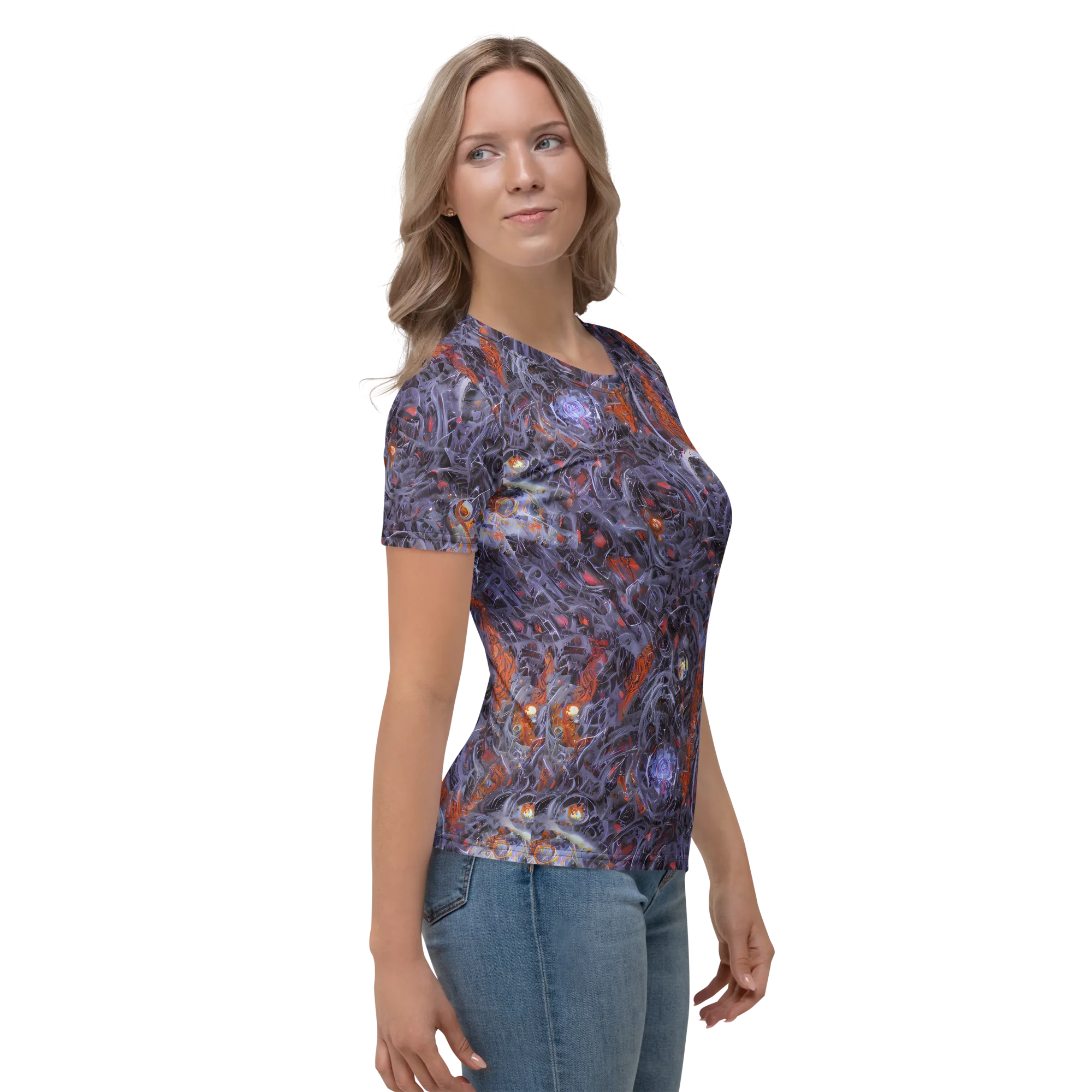 Molten Nocturne on Women's Crew Neck T-Shirt — Right