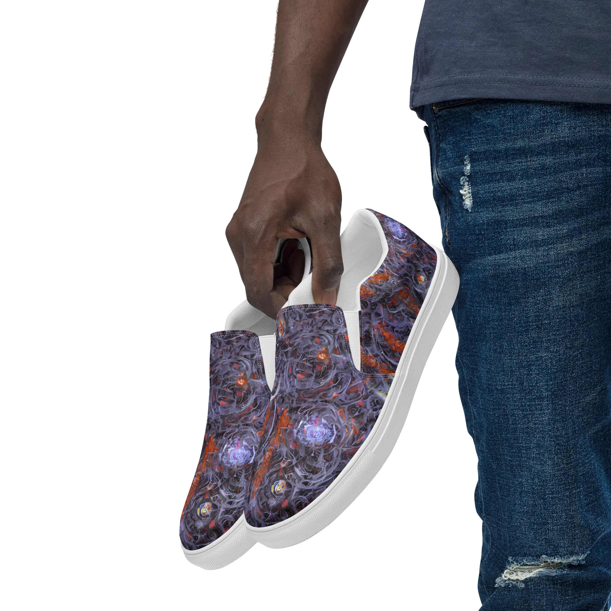 Molten Nocturne on Men's Slip-On Canvas Shoes — Left Front