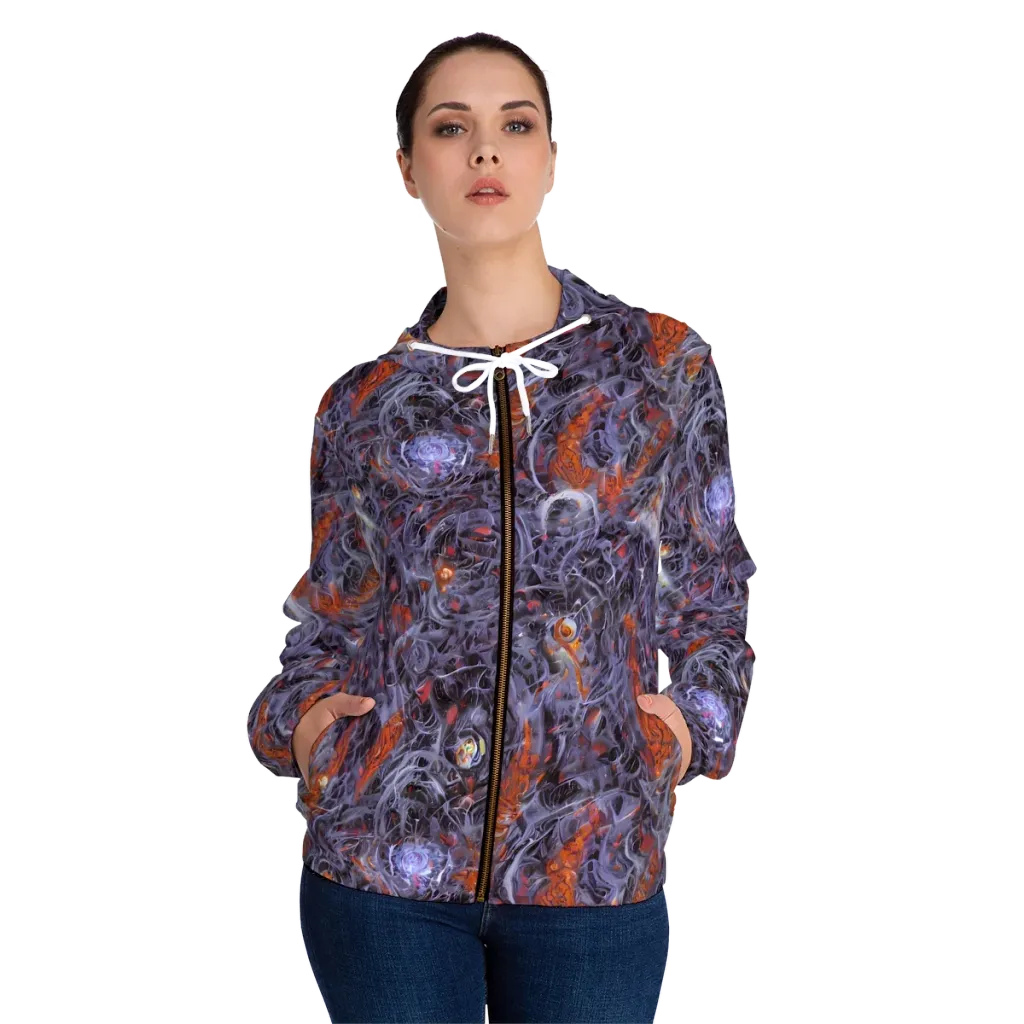 Molten Nocturne on Women's Full-Zip Hoodie — Front On Person
