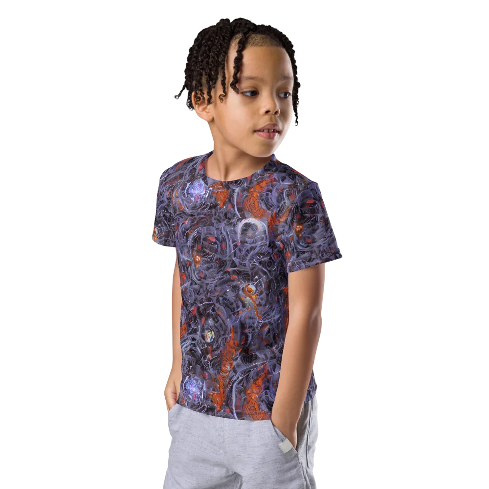 Molten Nocturne on Kids Crew Neck T-Shirt — Left Front