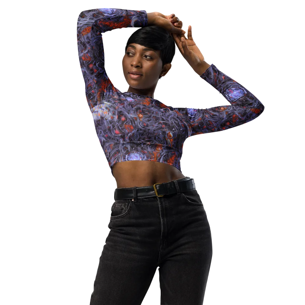 Molten Nocturne on Long Sleeve Crop Top — Front