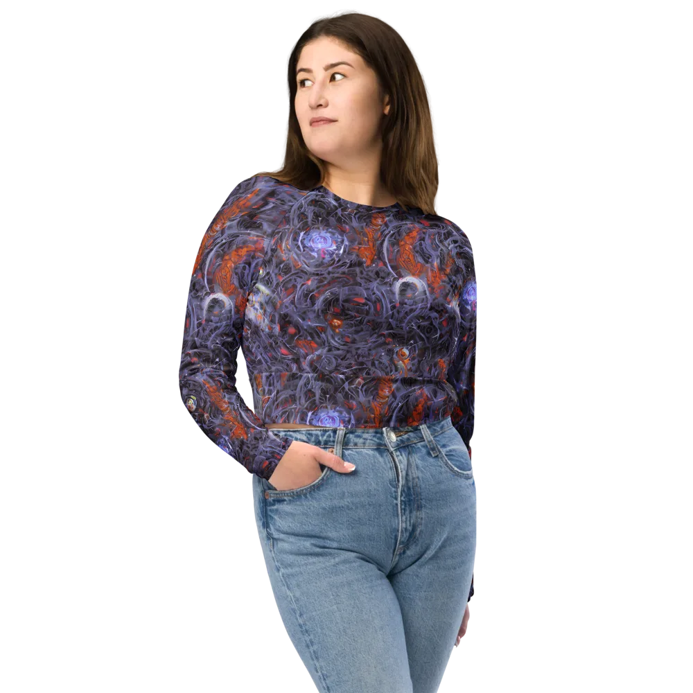 Molten Nocturne on Long Sleeve Crop Top — Front