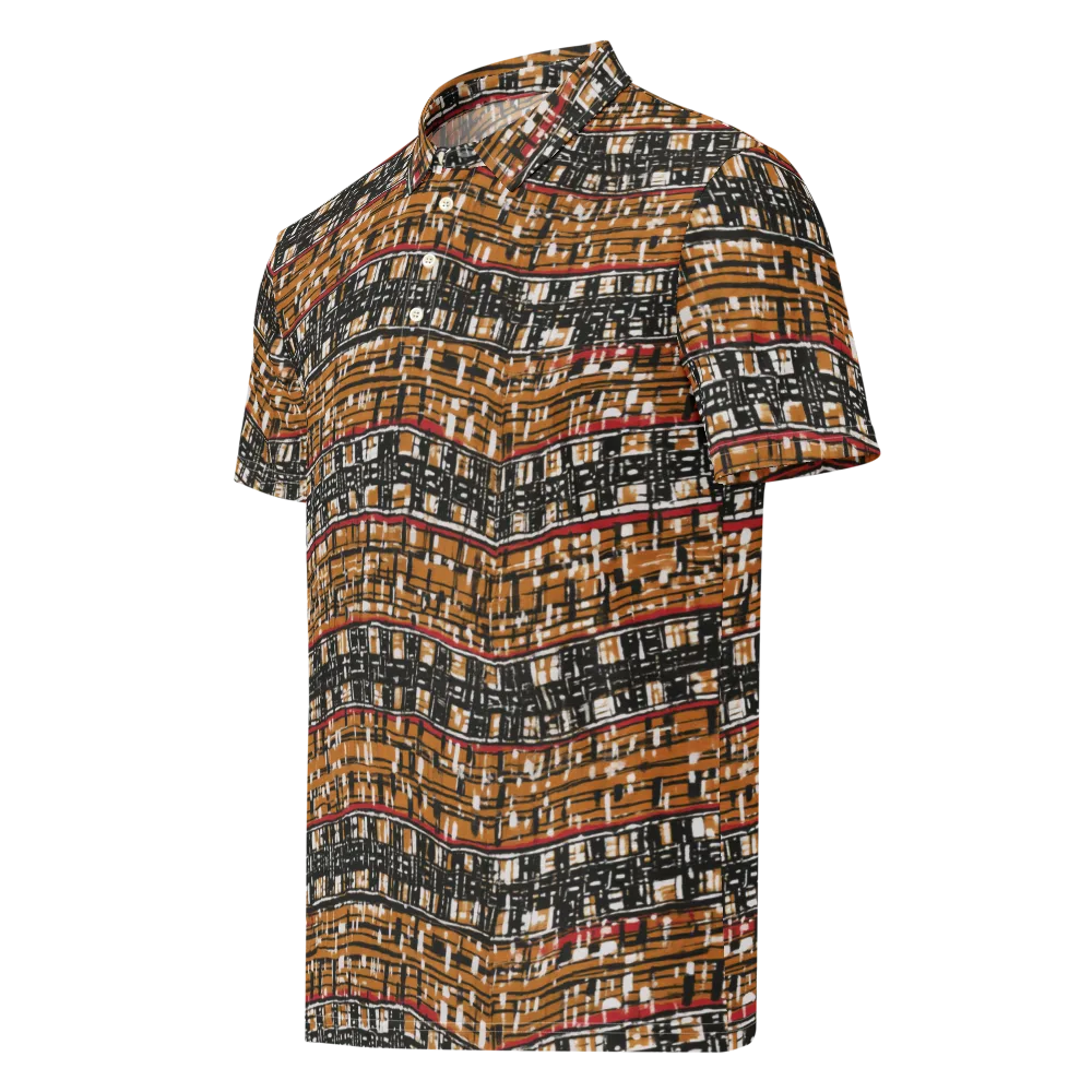 Ochre Current on Men's Slim Fit Polo Shirt — Left Front