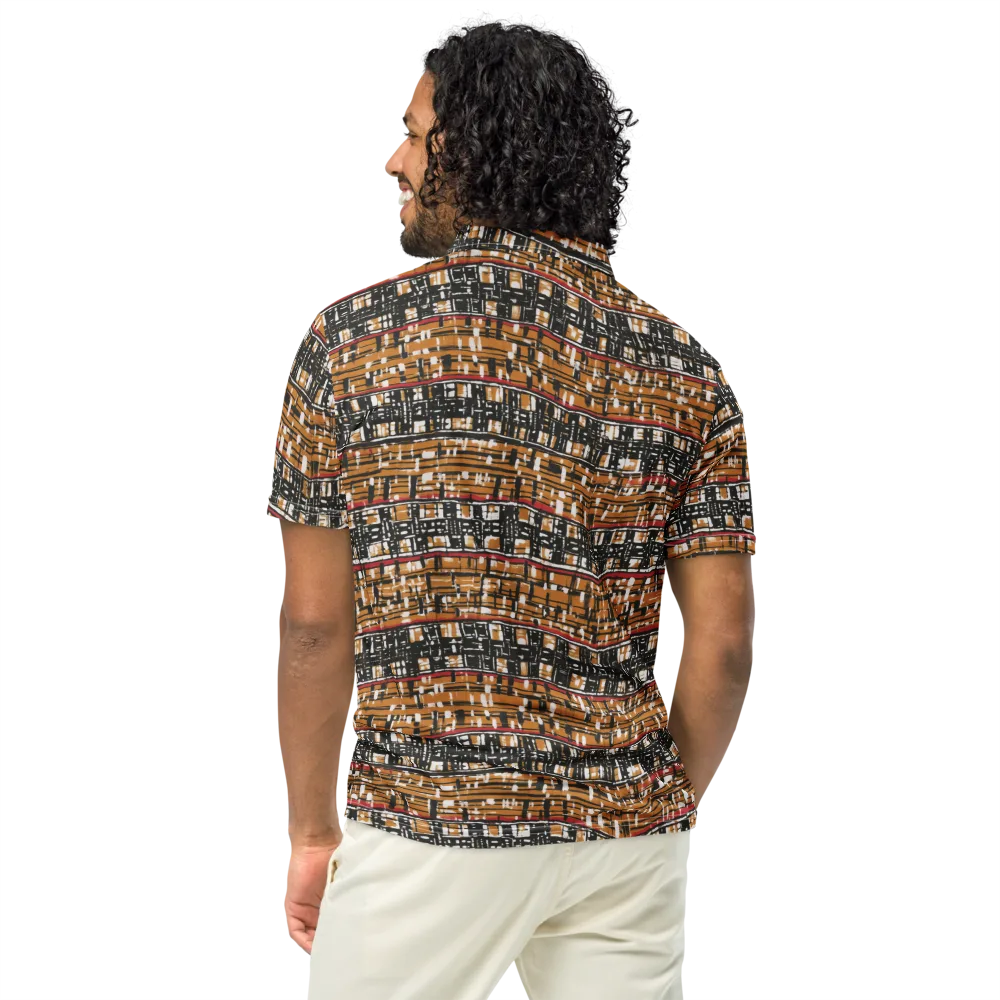 Ochre Current on Men's Slim Fit Polo Shirt — Back