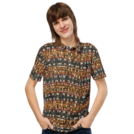 Ochre Current on a Men's Slim Fit Polo Shirt