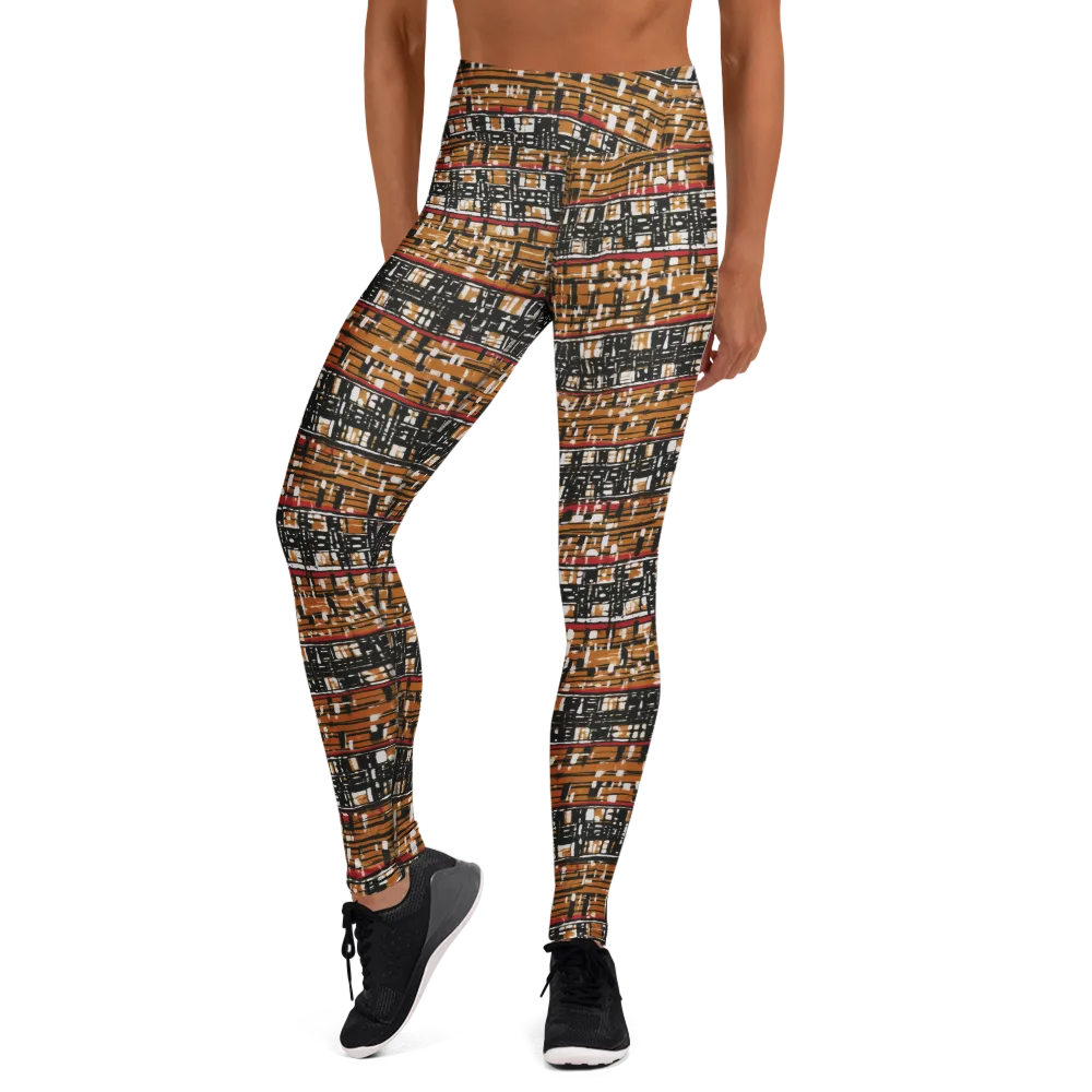 Ochre Current on Yoga Leggings — Front
