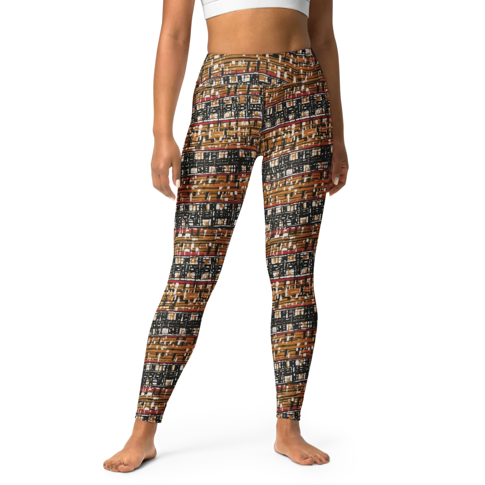 Ochre Current on Yoga Leggings — Front