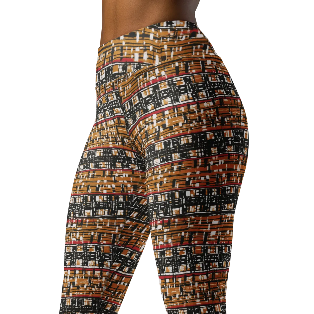 Ochre Current on Yoga Leggings — Left Front