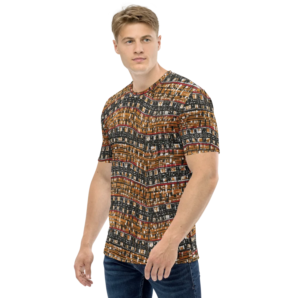 Ochre Current on Men's Crew Neck T-Shirt — Left