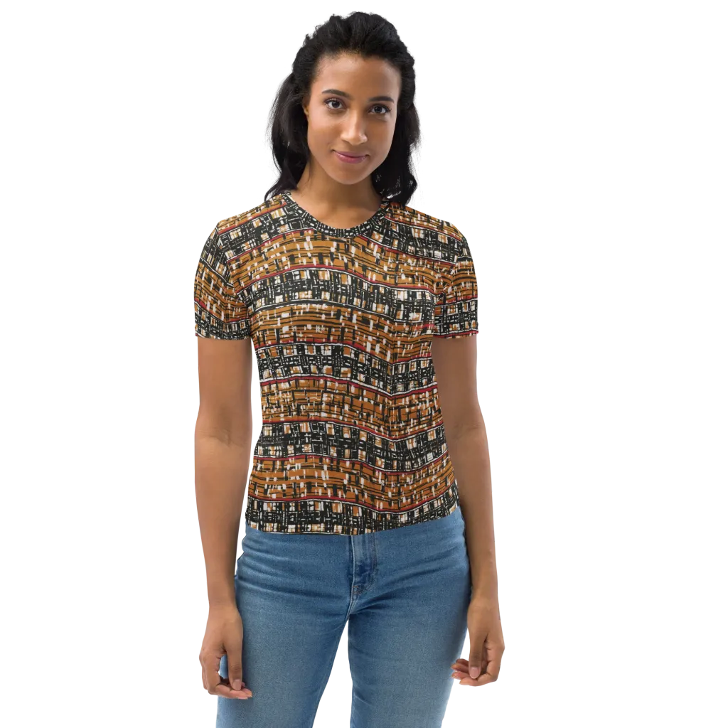 Ochre Current on Women's Crew Neck T-Shirt — Front