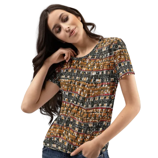Ochre Current on a Women's Crew Neck T-Shirt