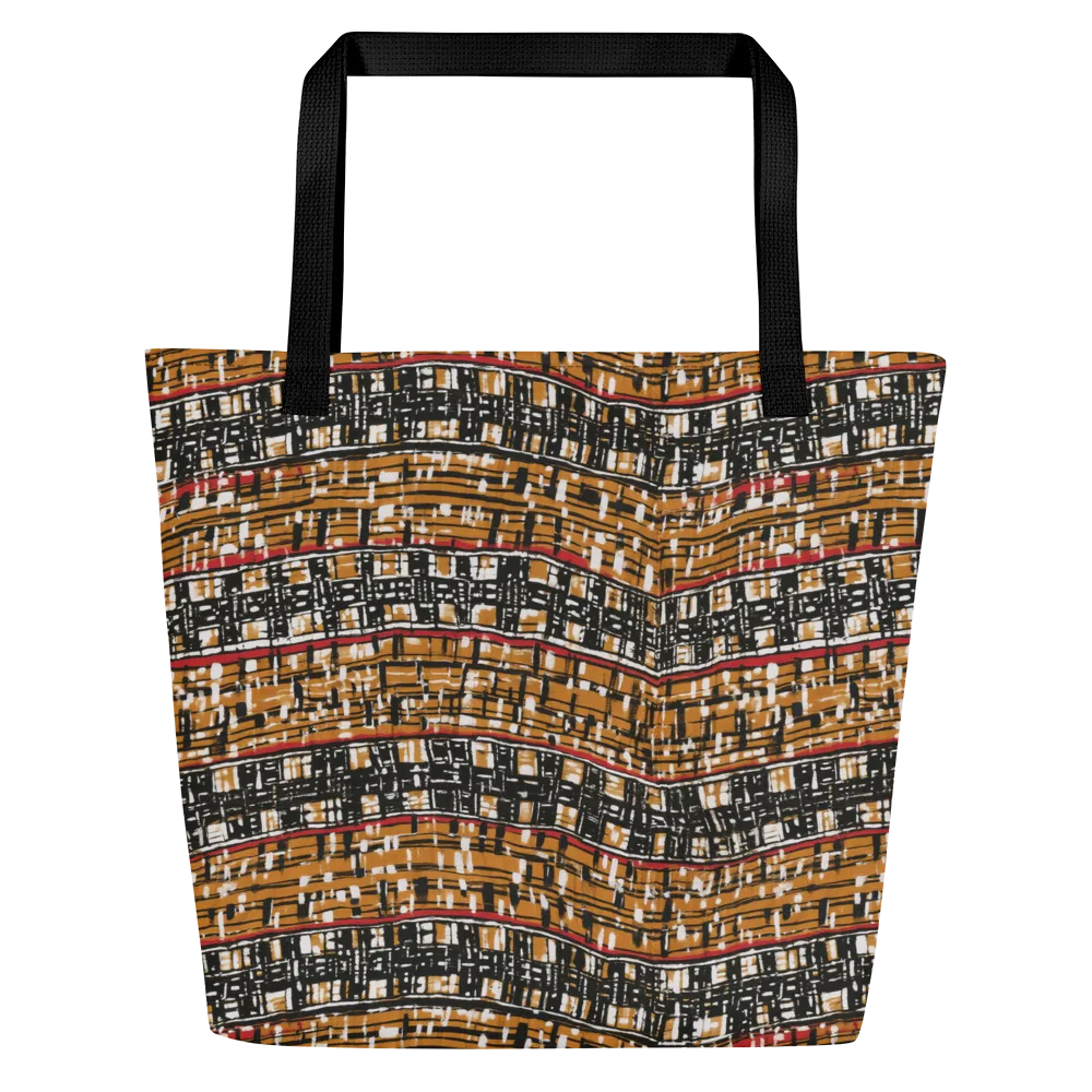Ochre Current on Large Tote Bag W/ Pocket — Front