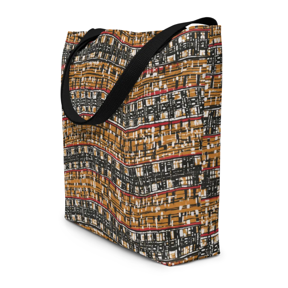 Ochre Current on Large Tote Bag W/ Pocket — Front