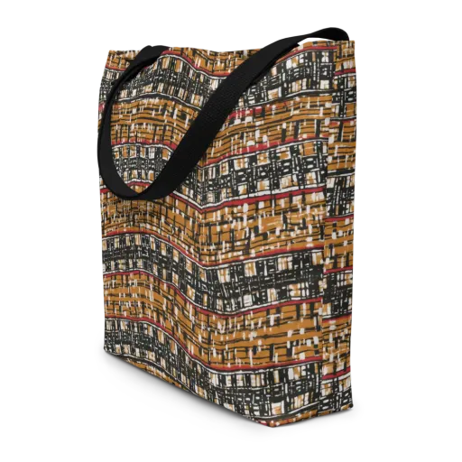 Ochre Current on a Large Tote Bag W/ Pocket
