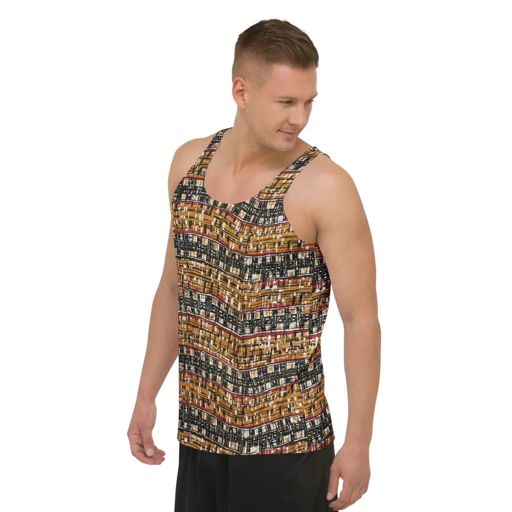 Ochre Current on Men's Tank Top — Left Front