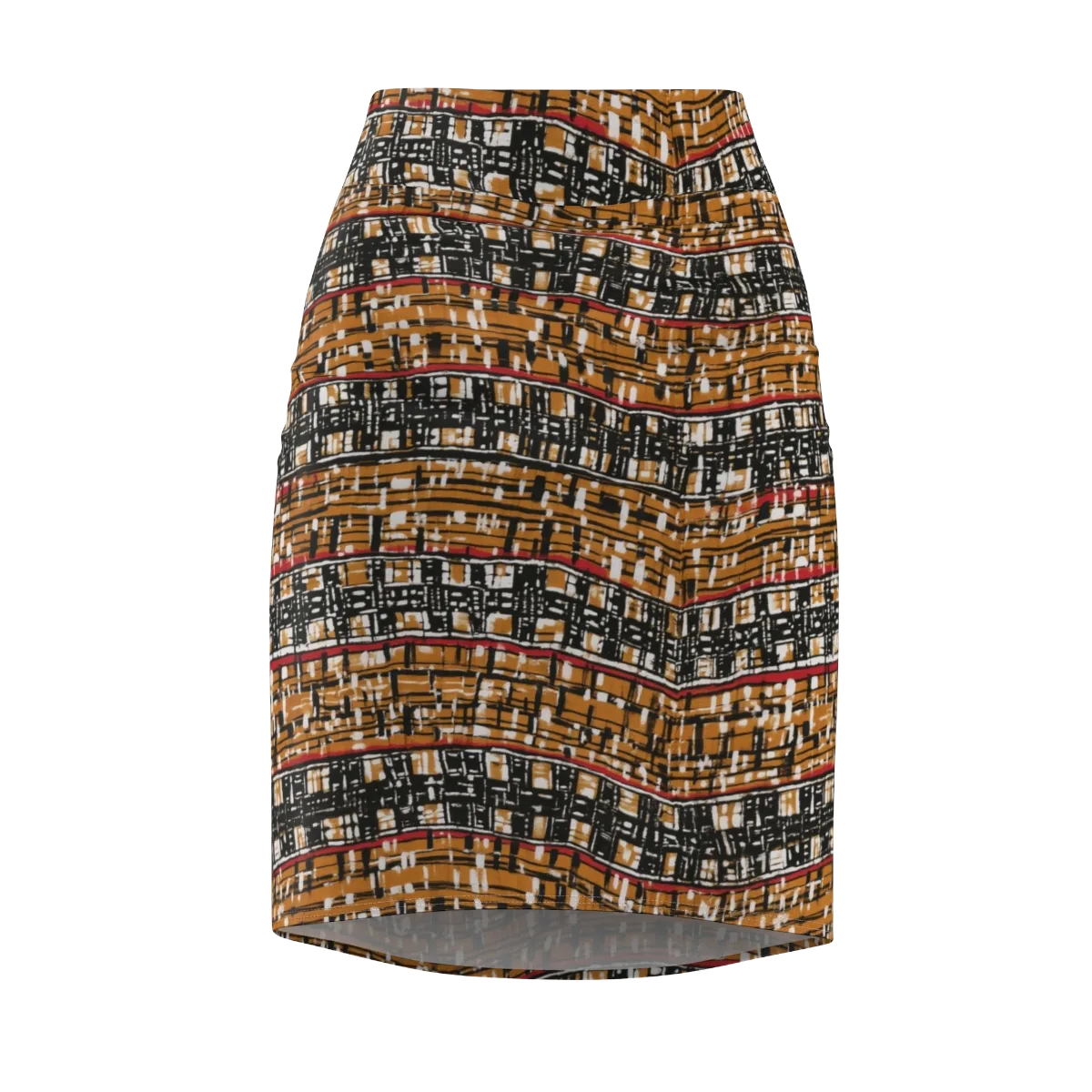 Ochre Current on Pencil Skirt — Front