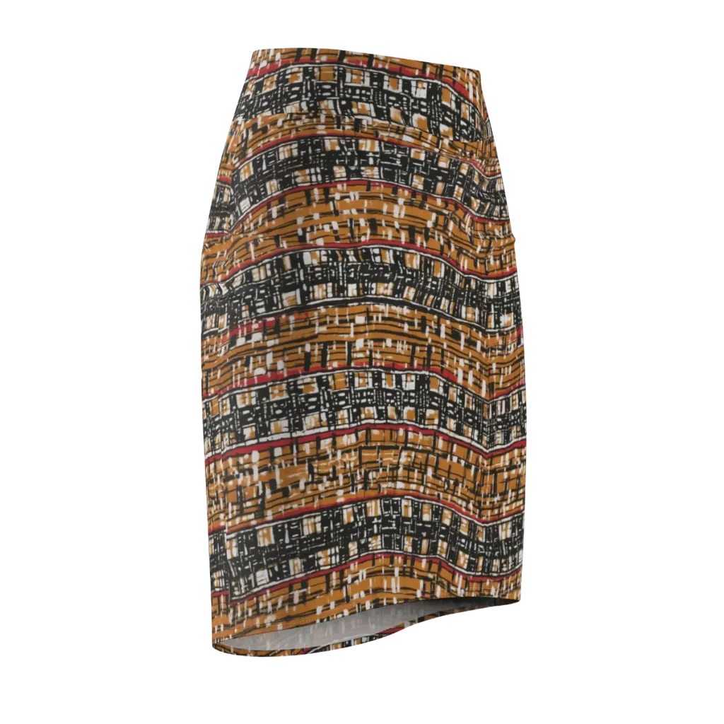 Ochre Current on Pencil Skirt — Front Side