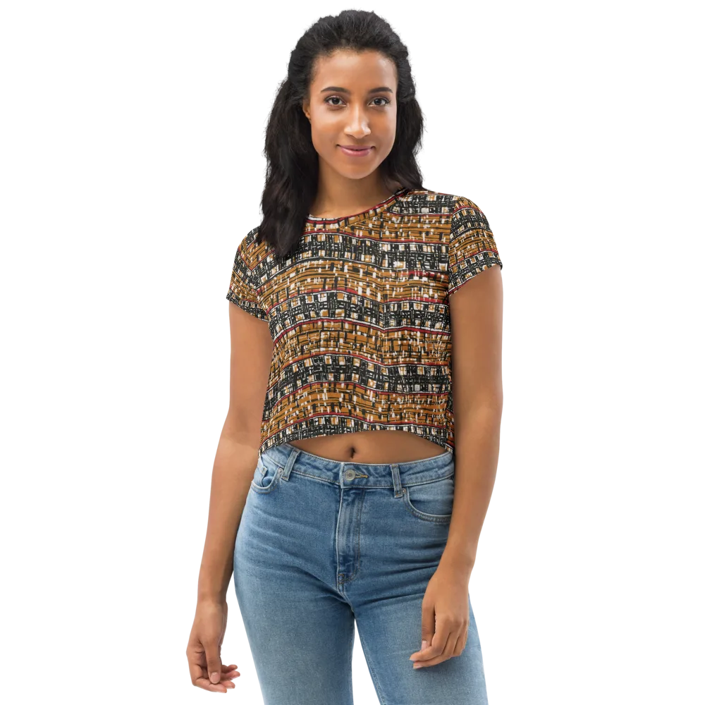 Ochre Current on Crop Tee — Front