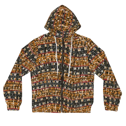 Ochre Current on a Women's Full-Zip Hoodie