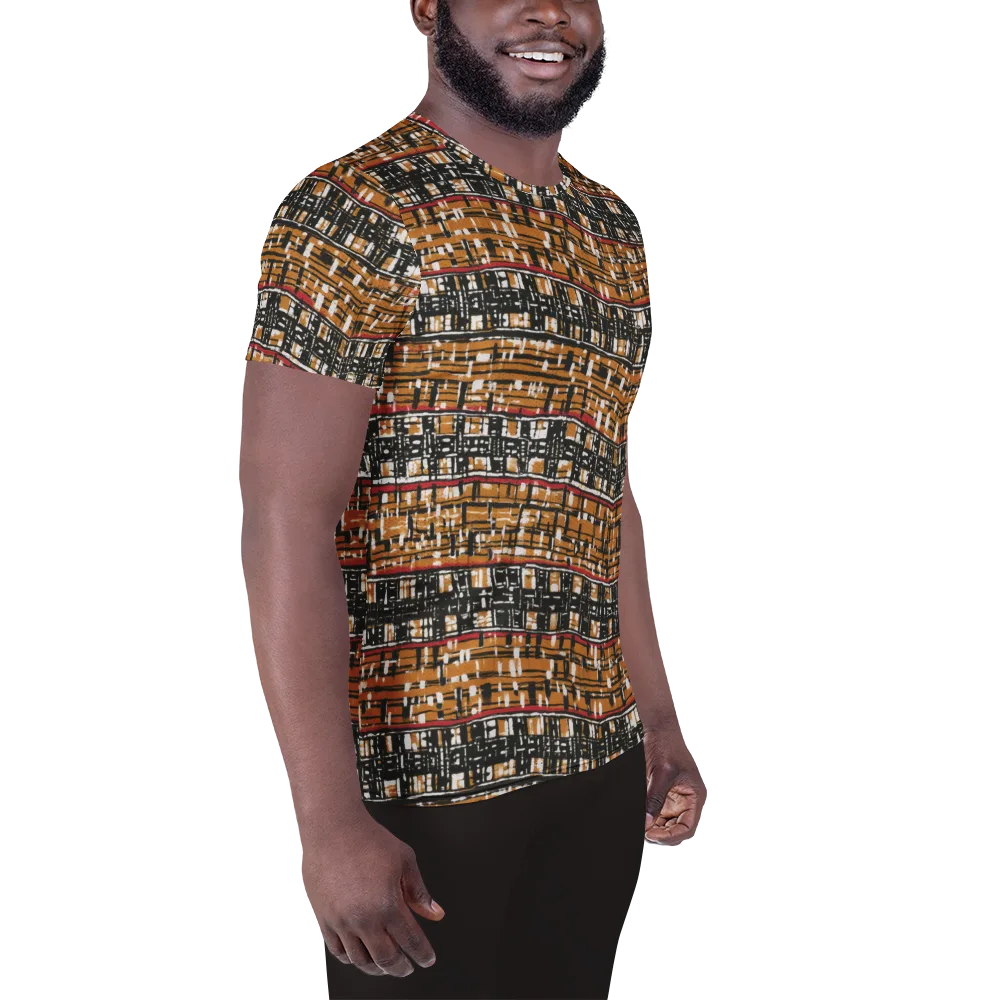 Ochre Current on Men's Athletic T-Shirt — Right