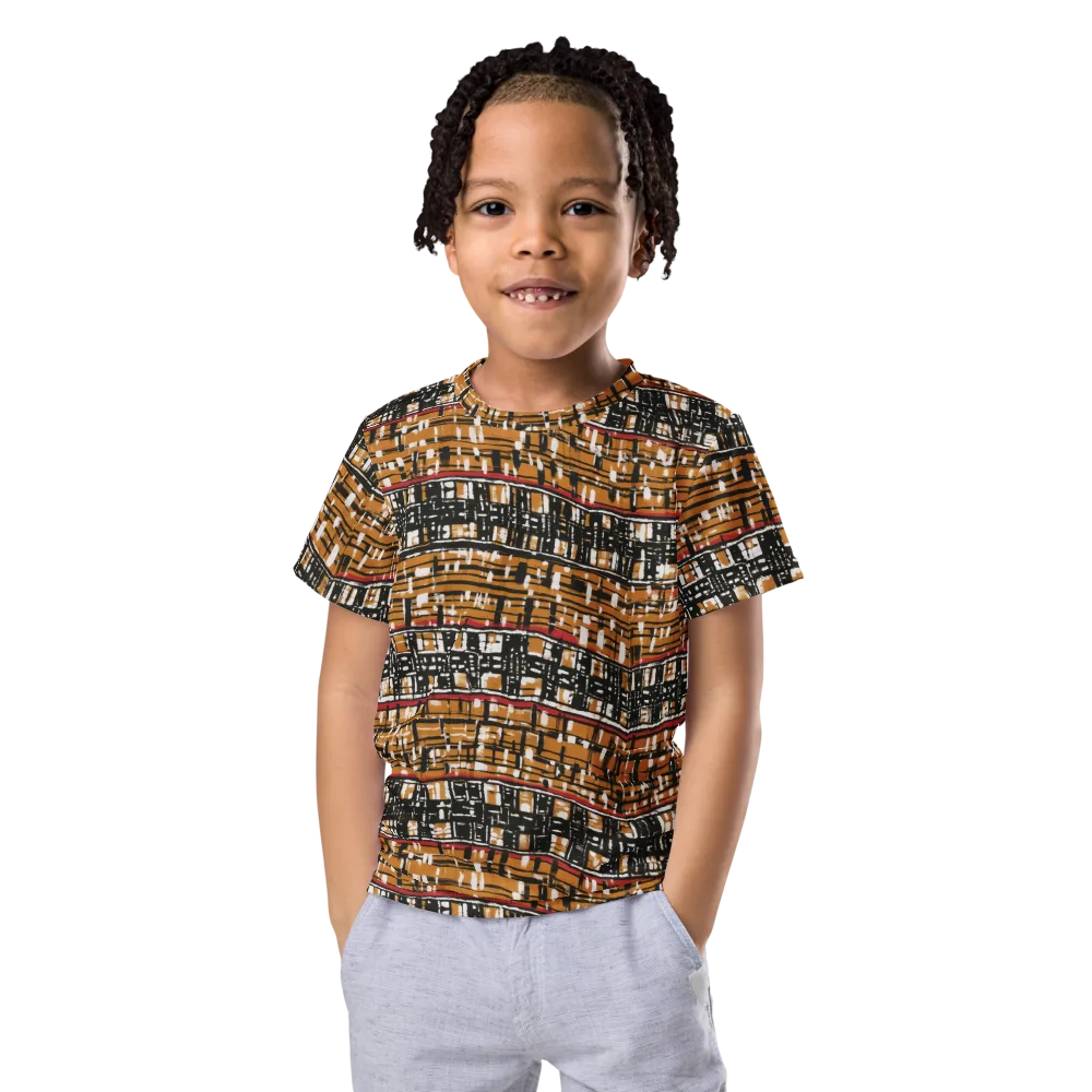 Ochre Current on Kids Crew Neck T-Shirt — Front