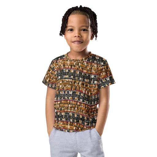Ochre Current on a Kids Crew Neck T-Shirt