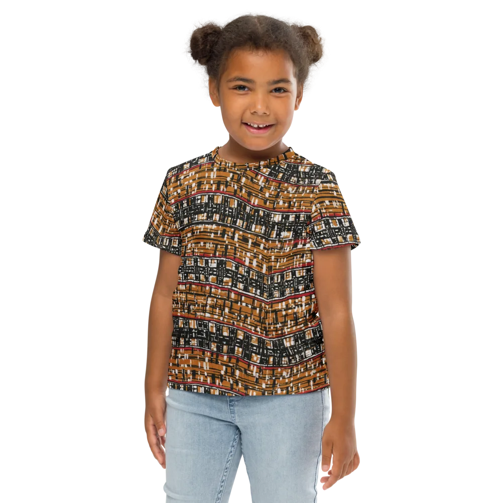 Ochre Current on Kids Crew Neck T-Shirt — Front