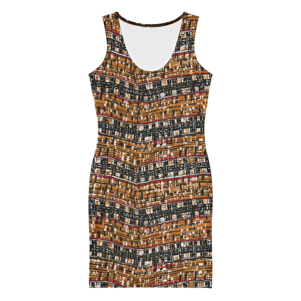Ochre Current on Bodycon Dress — Front